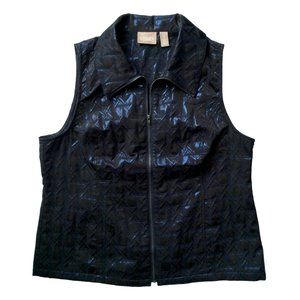 Chico's Dark Blue Iridescent Metallic Quilted Vest - Size 2 (Large)